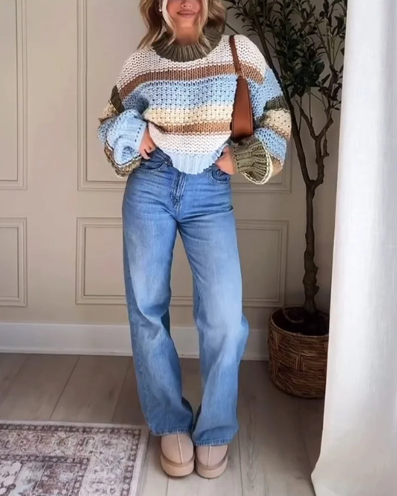 Ursina® | Casual striped crew neck sweater