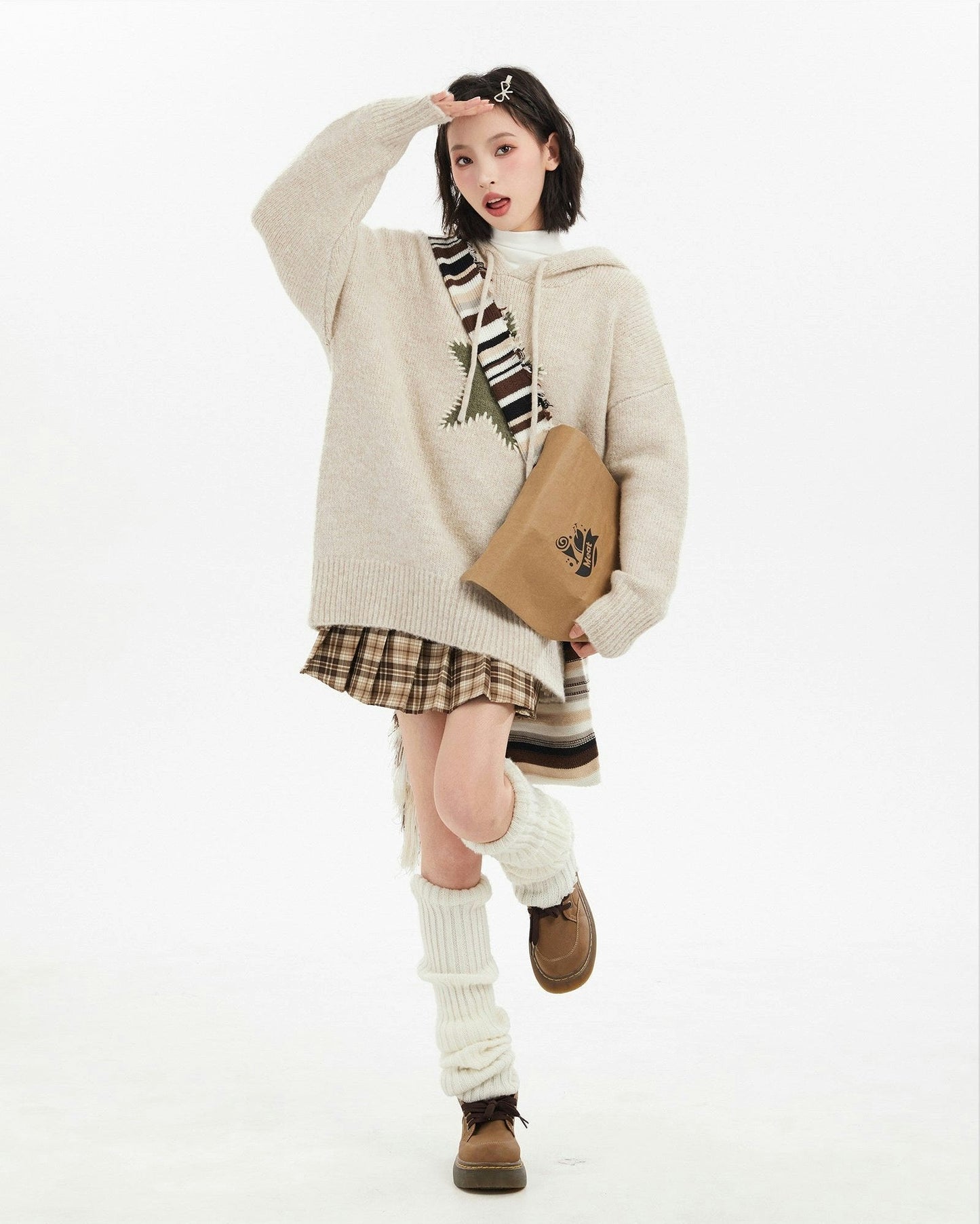 Oversized Star Patch Knit Sweater