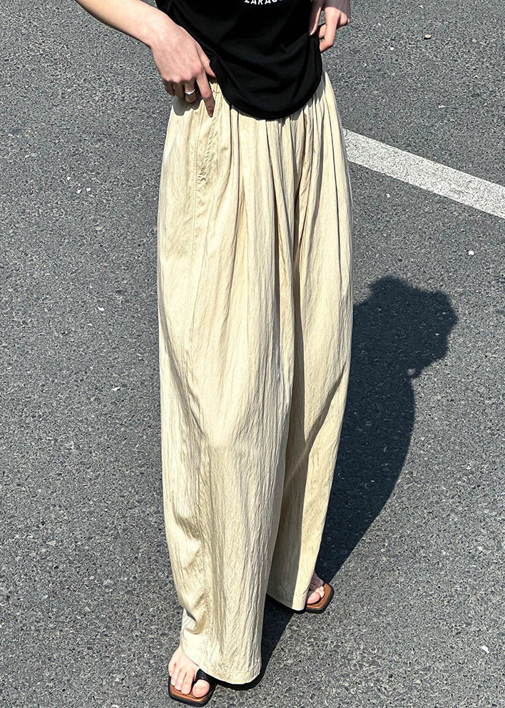 Apricot Thin Cotton Summer Pants Elastic Waist Af1076