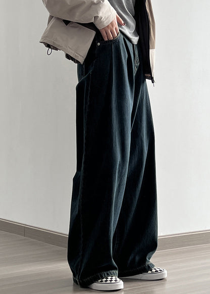Boutique Khaki Pockets High Waist Denim Straight Pants Fall Af1006