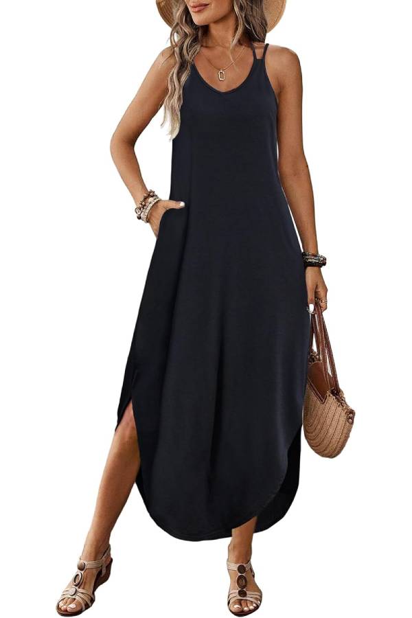 V-neck Halter Slit Beach Resort Maxi Dress