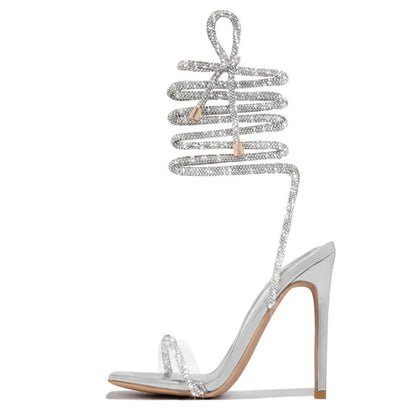 Liyke Gold Crystal Ankle Cross Strap Sandals – ’s Summer Party Wedding Banquet Shoes