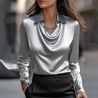 Selena - Satin Blouse With a Delicate Neckline