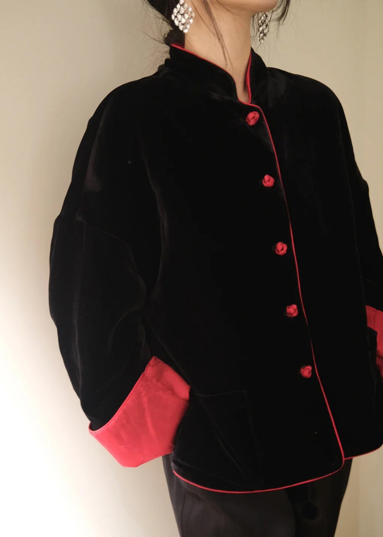 Chinese Style Wear on Both Sides Fine Cotton Filled Silk Velvet Coat Winter Rv024