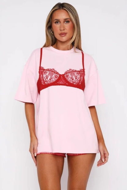 Corset Print Loose Short Sleeve T-shirt