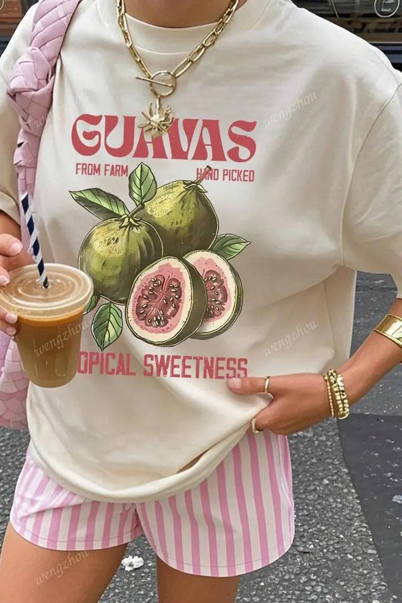 Loose Cotton Fruit Print T-shirt