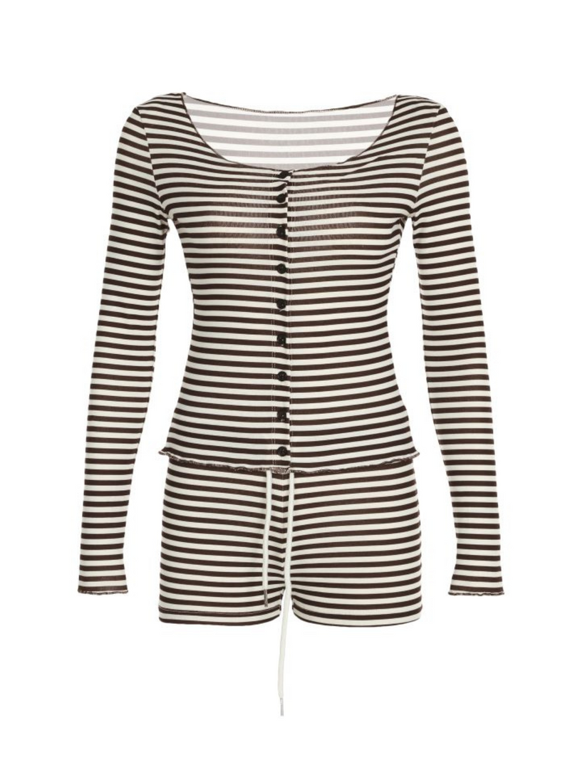 September Striped Cardigan Shorts Set