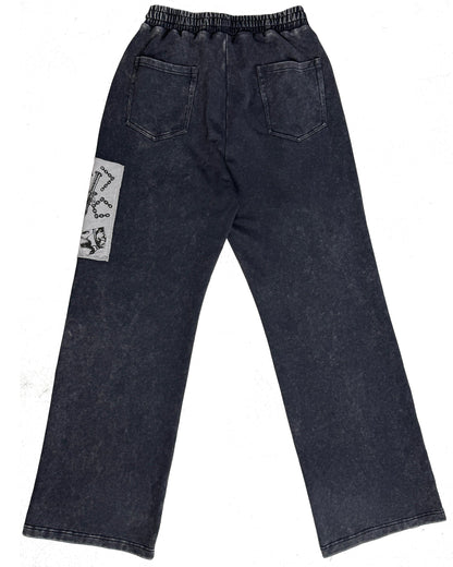 Pin Badges Velvet Wide-leg Pants