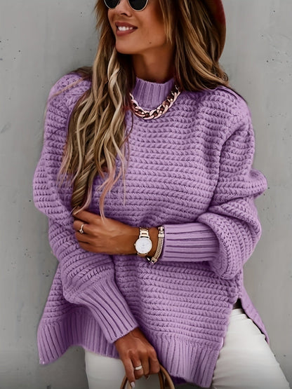 Mock Neck Chunky Knit Sweater Ey8521
