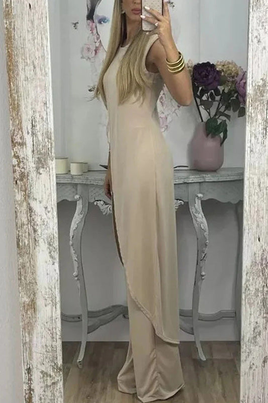 Sleeveless Slit Top Loose Two-piece Set