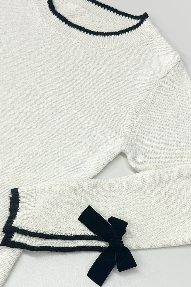Color-block Long Sleeve Knit Slim Sweater Dress