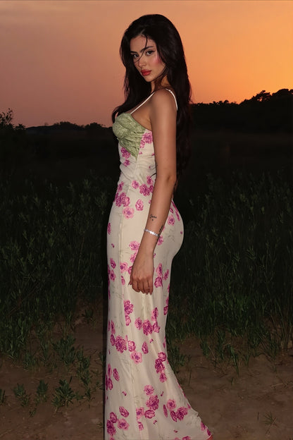 Contrast Lace Cami Maxi Dress