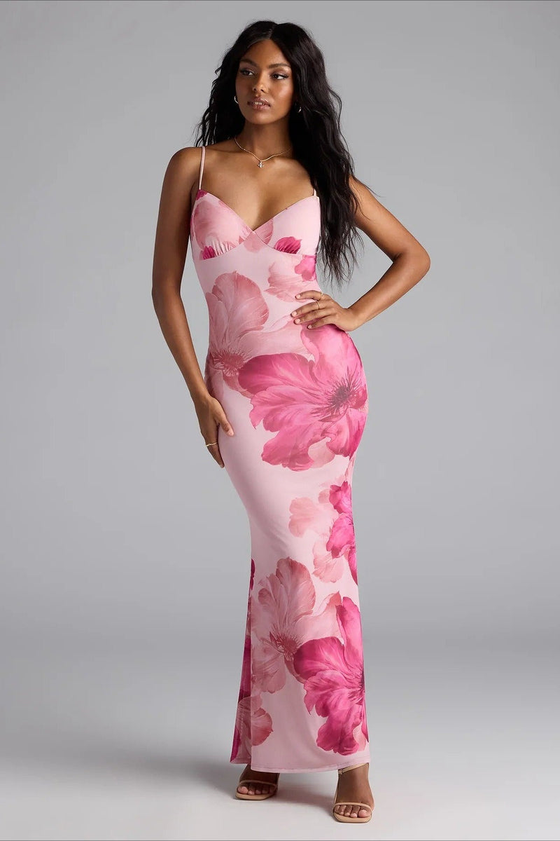 Cami Print Bodycon Maxi Dress