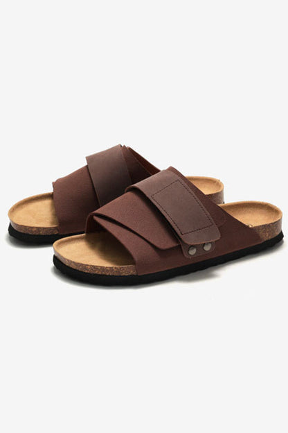 Frosted Leather Beach Slip-on Sandals