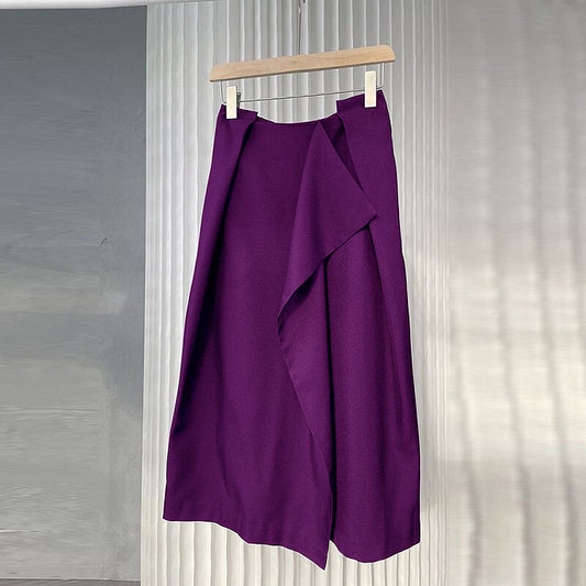 Fantasy Purple Irregular Pleated Patchwork Skirt