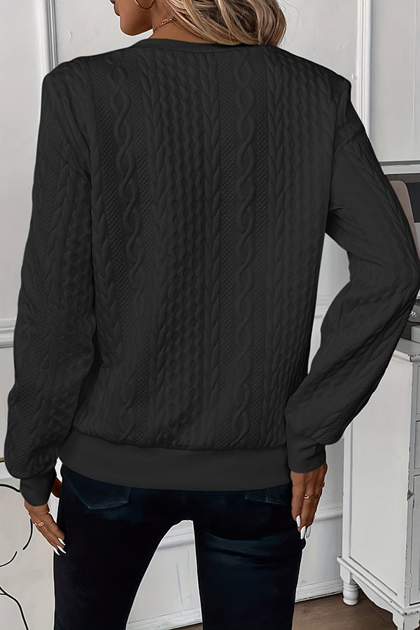 Color Long Sleeve Round Neck Zipper Sweatshirt