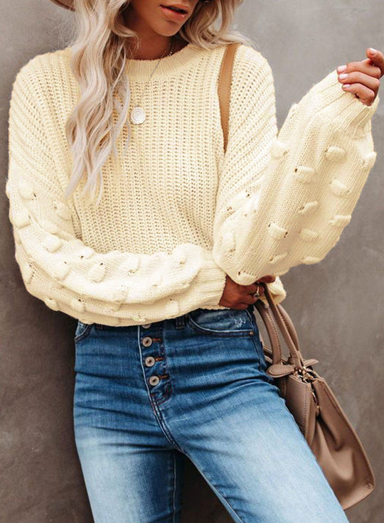 Puffy Sleeve Cable Oversized Knit Sweater