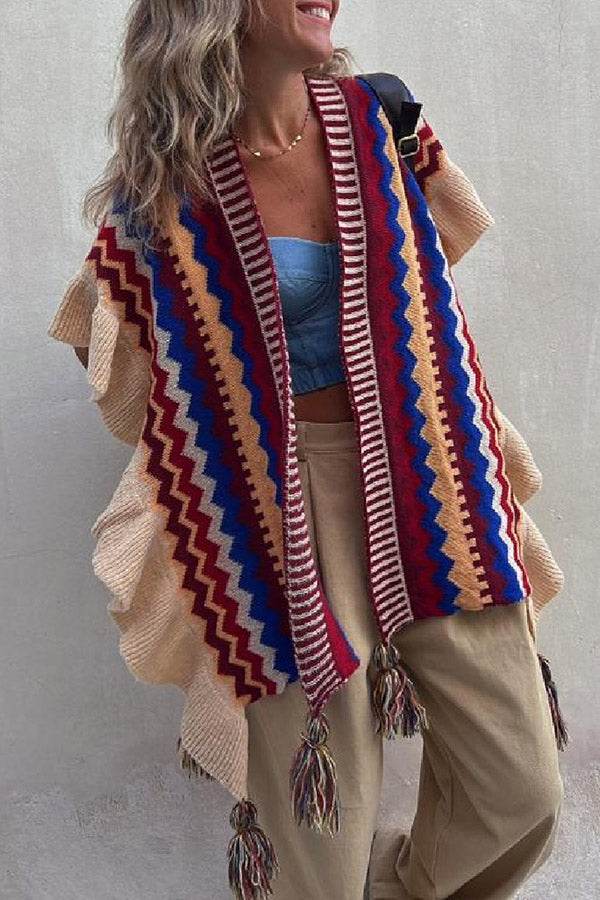 Ruffled Style Knitted Cardigan
