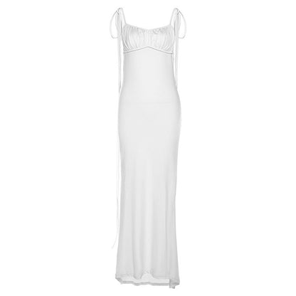 V Neck Lace-up Backless Maxi Dress