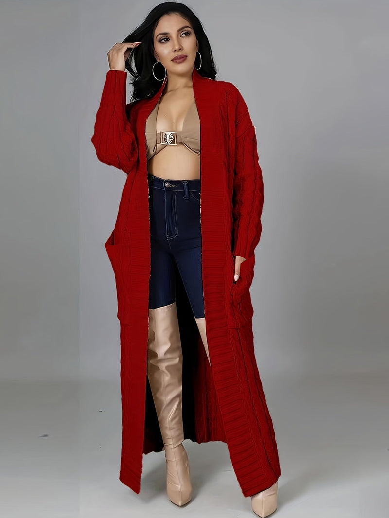 Long Length Cable Knit Cardigan Tf8521