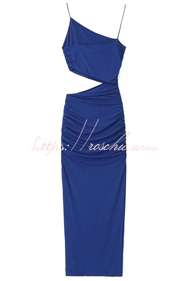 Partner Asymmetrical Cutouts Slit Stretch Maxi Dress