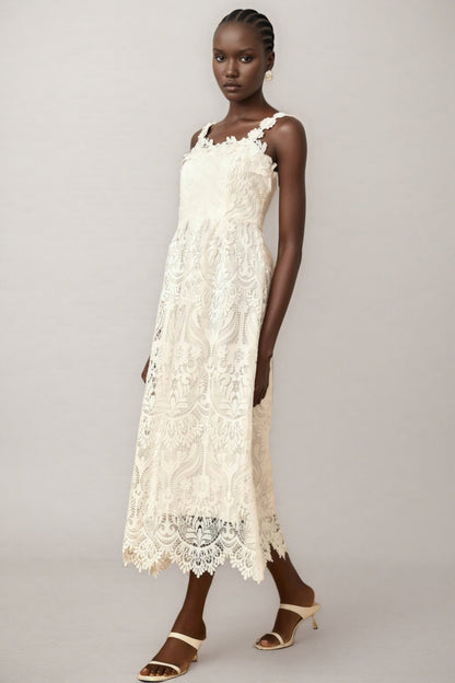Harlin White Lace Maxi Dress