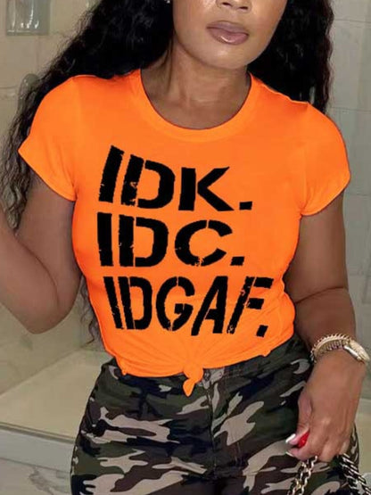 Round Neck Letter Print T-shirt Ar503