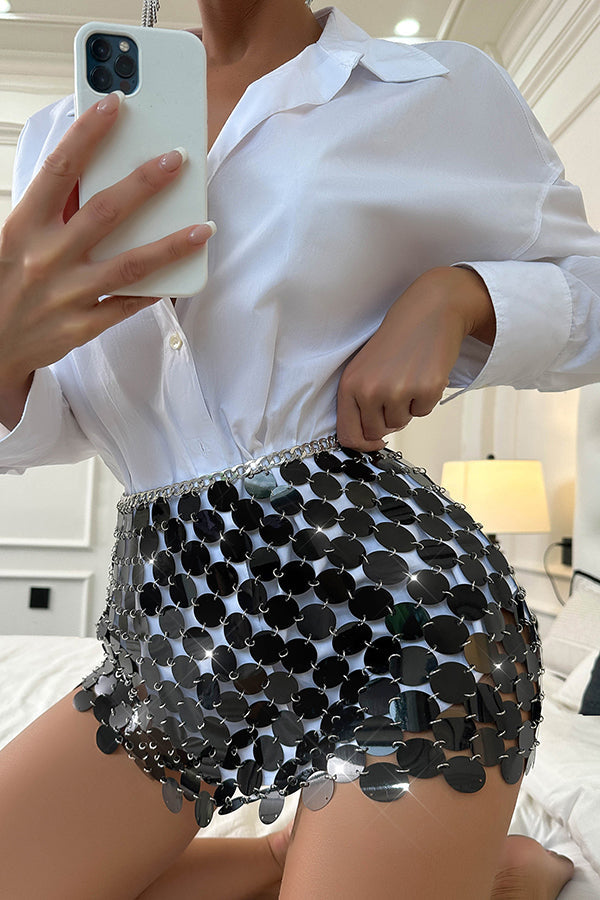 Sparkling Sequined Hollow Skirt