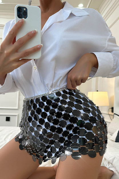 Sparkling Sequined Hollow Skirt