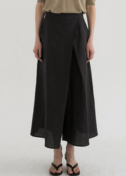 Leg Pants Linen Waist High Spring Wide French