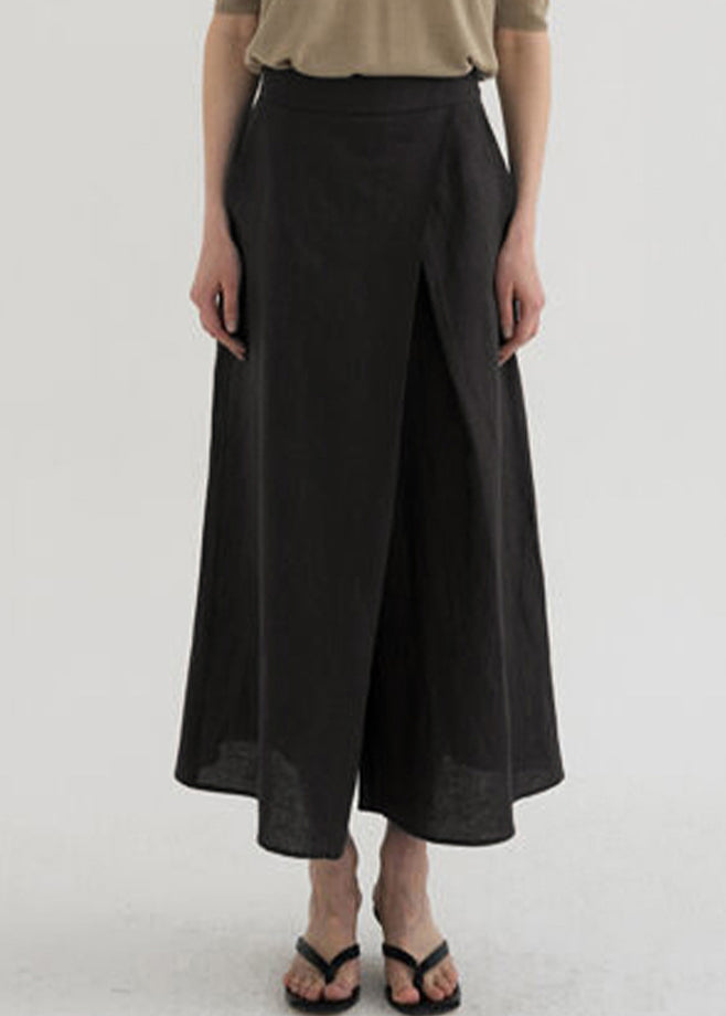 Leg Pants Linen Waist High Spring Wide French