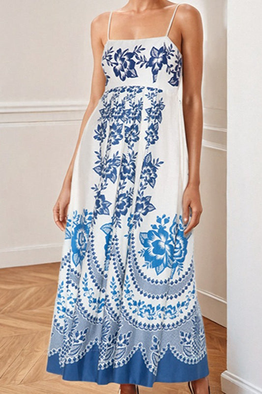 Print High-waist Maxi Dress
