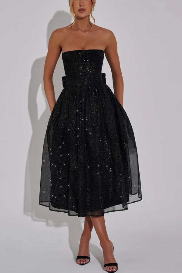 Off-shoulder Backless Bow Maxi Dress