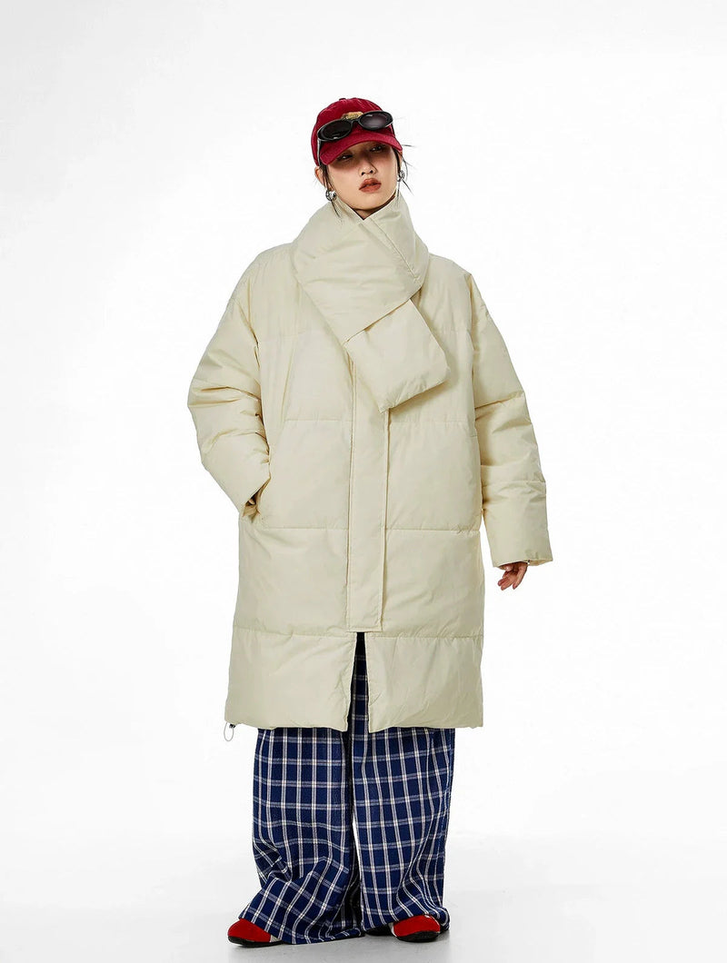 Oversized Puffer Winter Coat With Scarf