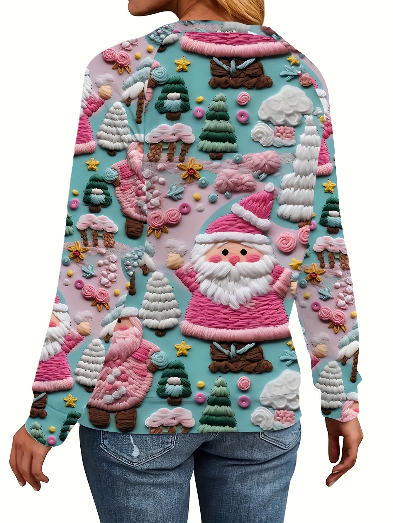 Christmas Allover Print Pullover Sweatshirt Ed5012