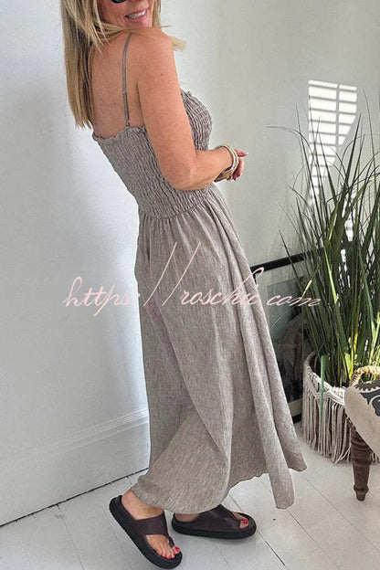Color Short Jacket and Suspender Pleated Maxi Dress Set
