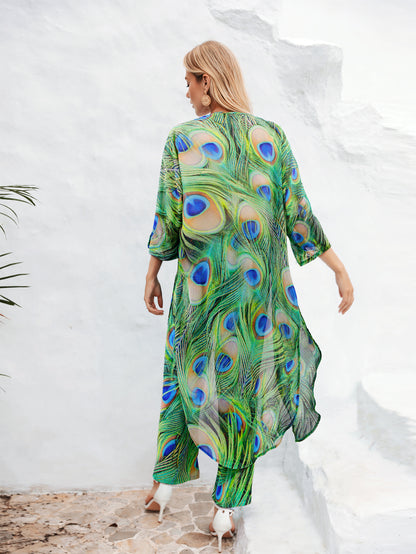 Holiday Printed Kimono and Pants Sets