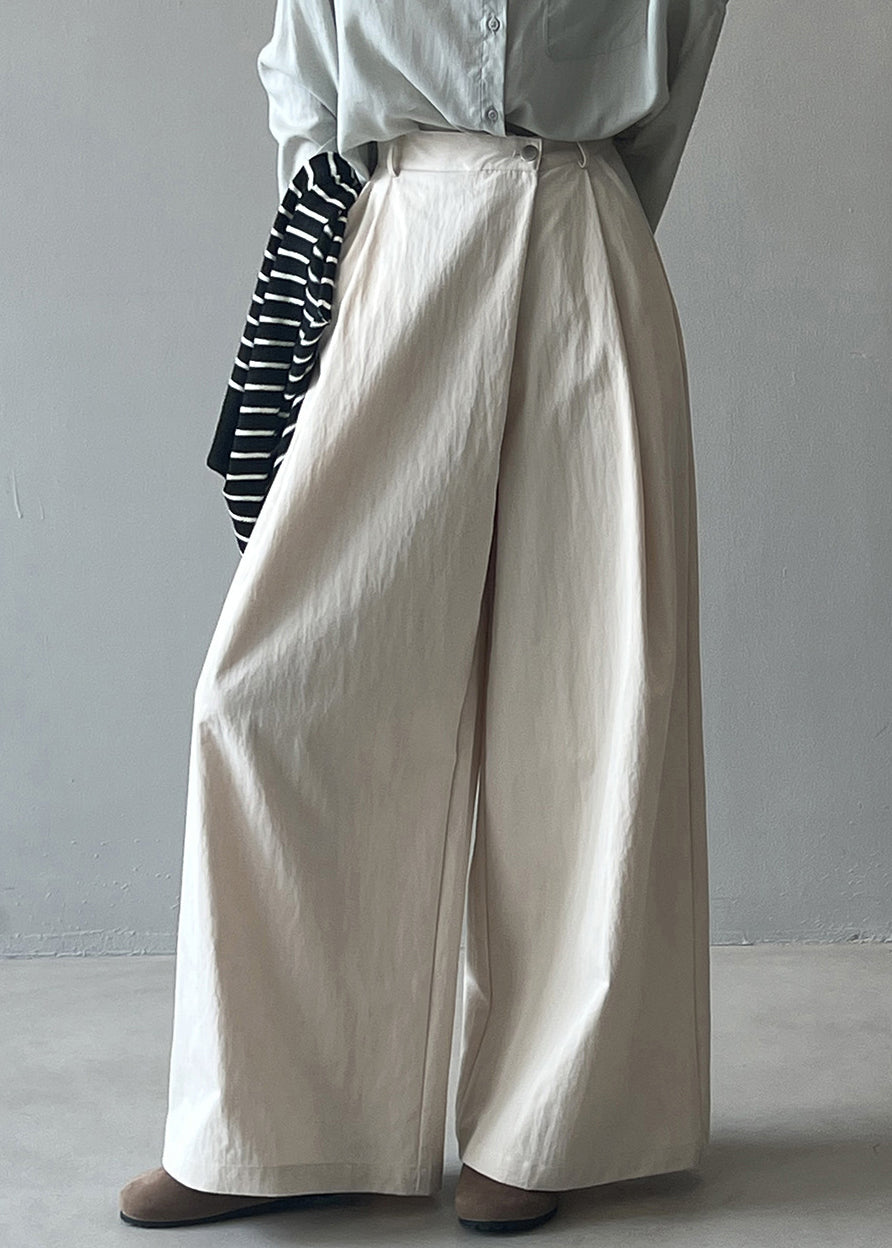 Organic Grey Pockets High Waist Cotton Wide Leg Pants Fall Wd019