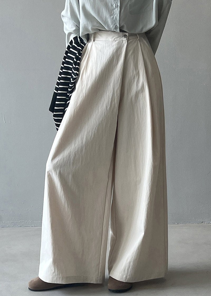 Organic Grey Pockets High Waist Cotton Wide Leg Pants Fall Wd019