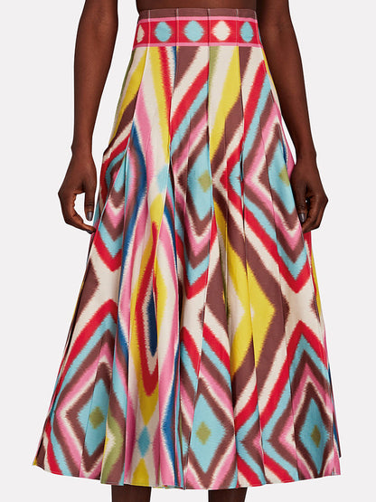 Colorblock Print Bikini Set and Skirt