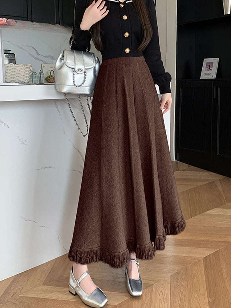 Thick Autumn Winter Tassel Warm Knitwear Skirt