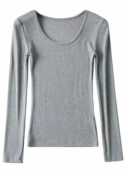 Clothing Tops Fit Elastic Cotton O-neck Full Sleeve T-shirt