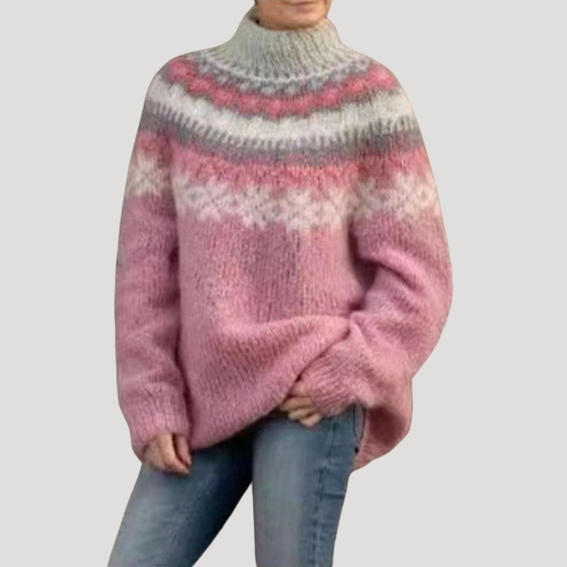 Spring Patterned Knit Pullover Sweater