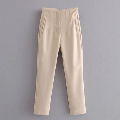 Classic ’s Pencil Pants Spring Basic High Waist Straight Pant Female Slim Ankle Length Trouser Pantalones