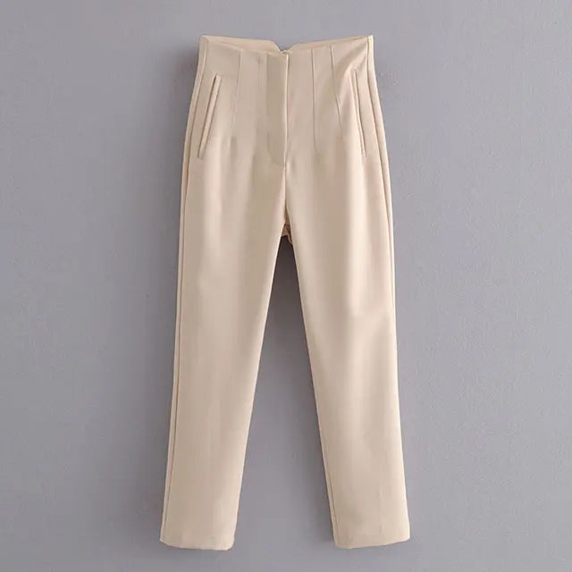 Classic ’s Pencil Pants Spring Basic High Waist Straight Pant Female Slim Ankle Length Trouser Pantalones