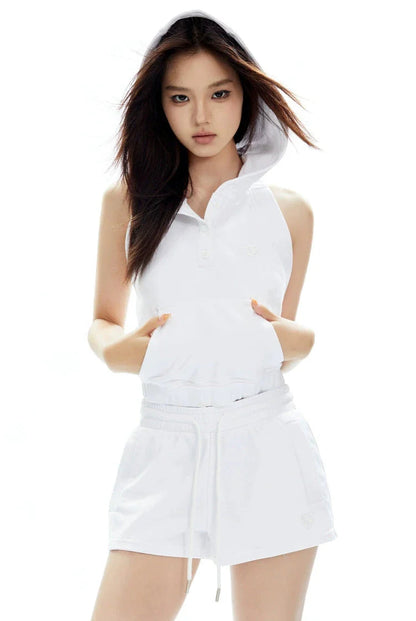 Sleeveless Hoodie and Shorts Set