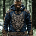 Vintage Wolf Totem Viking Art Men's Hooded Sweater artswardrobe