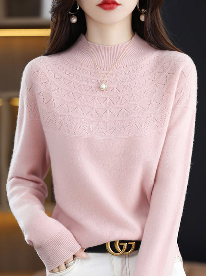 Autumn Cable Knit 100%wool Half Turtleneck Sweater Qn017
