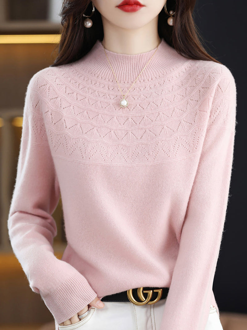 Autumn Cable Knit 100%wool Half Turtleneck Sweater Qn017