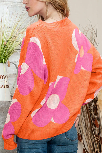 Pink \u0026 Orange Cable Knitted Sweater